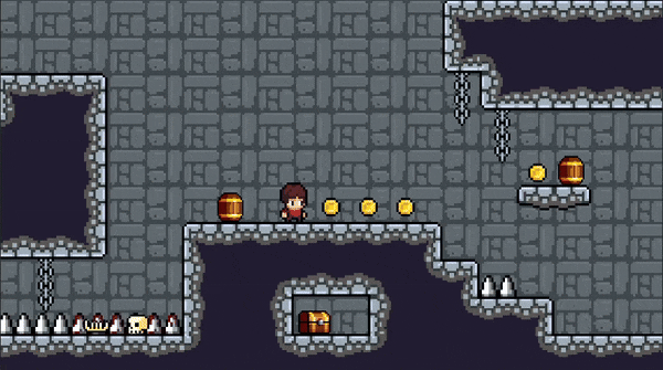 Cave Drifter Gameplay Screenshot showing a pixel art dungeon